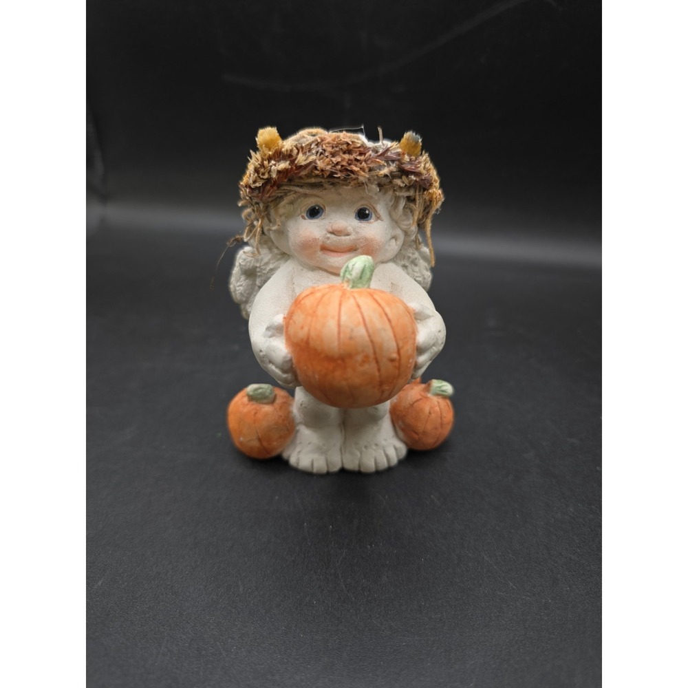 Dreamsicles Pumpkin Patch Cherub Figurine Halloween Signed Kristin Fall Decor